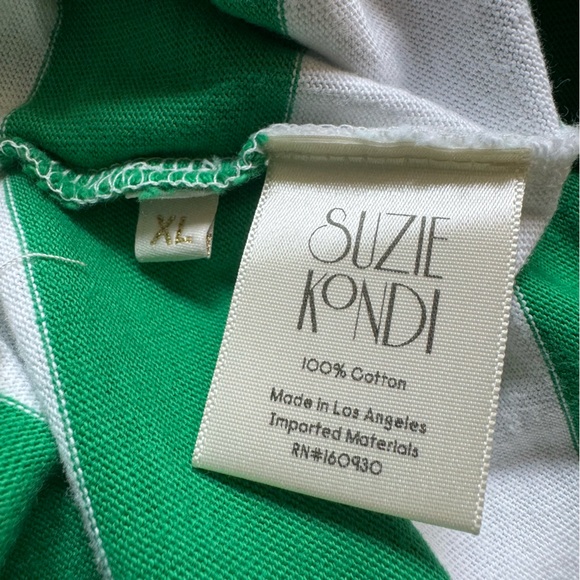 NWT Suzie Kondi Psaras Striped Tee in Green and White Stripe Sz XL - Picture 7 of 12